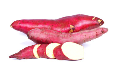 Yams, cutout on white background