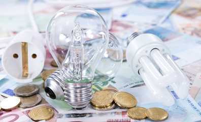 Light Bulbs on banknotes