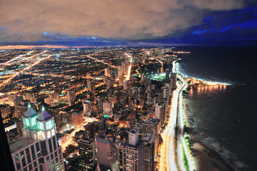 Fototapeta na wymiar Chicago skyline panorama aerial view
