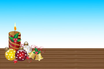 Beautiful christmas candle and ball abstract background