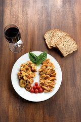 Italian food on a wooden table