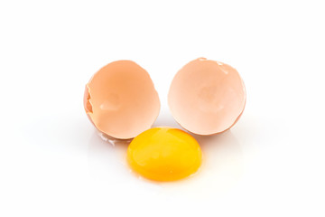 Cracked egg and shell.