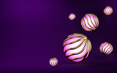 3d glowing balls on a purple background