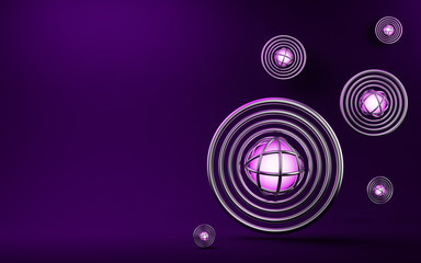 3d glowing balls on a purple background
