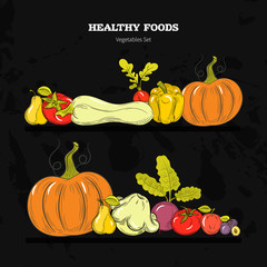 Healthy eating vector concept vegetables