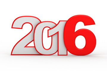 3d new year 2016 isolated over white background