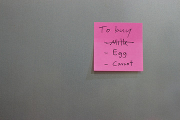 Post it paper on the fridge