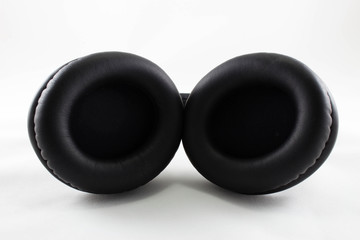 Black headphone on white background