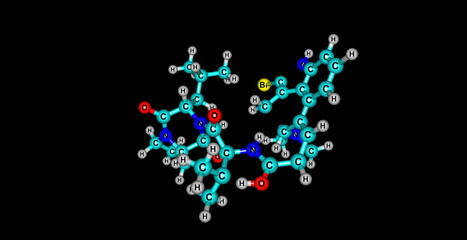 Bromocriptine molecular structure isolated on black