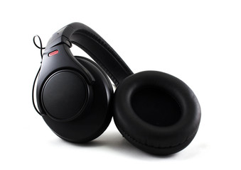 Black headphone on white background