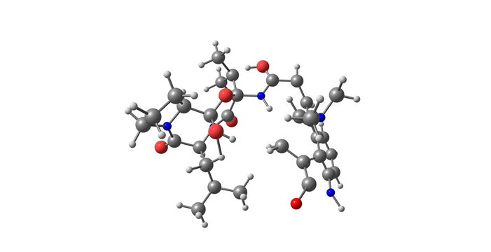 Bromocriptine molecular structure isolated on white