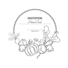 Vintage invitation vegetables in circle