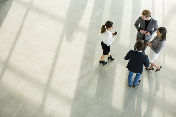 People at the hall in office building