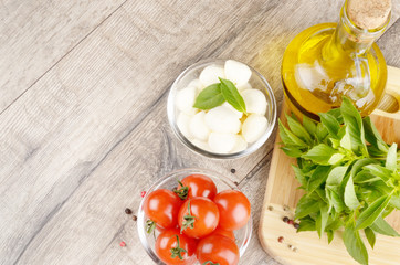 Mozzarella, tomatoes and oil
