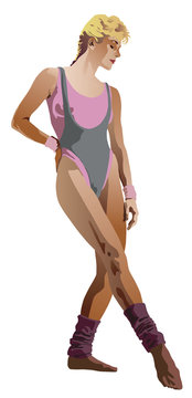 illustration of a women in a workout leotard