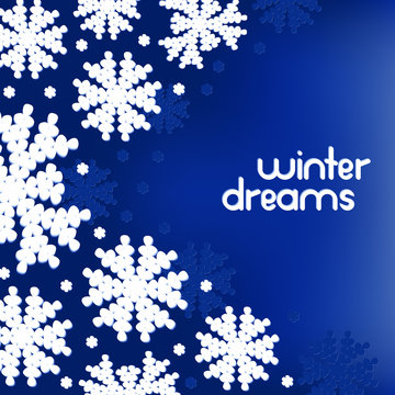 Winter background with snowflakes and place for your text. Vector illustration.