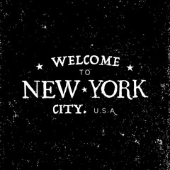 A retro style Welcome To New York text badg