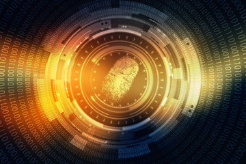 Abstract technology background.Security system concept with fingerprint Letter P sign