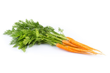 fresh carrots isolated on white background