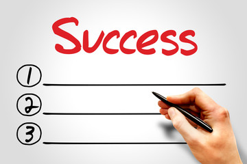 SUCCESS blank list, business concept