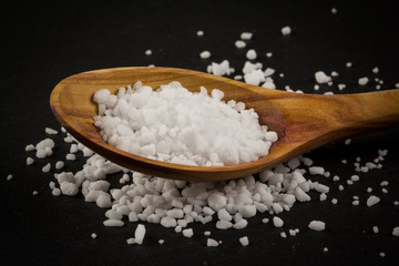 Sea Salt In Wooden Spoon