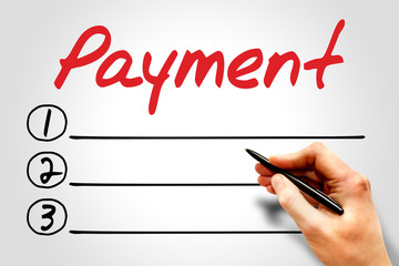 PAYMENT blank list, business concept