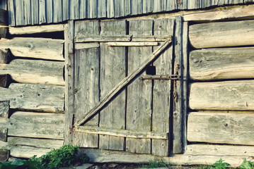 Beautiful old barn wood doors with metal bars. Vintage style