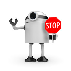 Robot with STOP sign