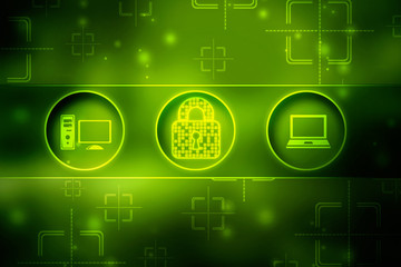 Security concept: Lock on digital screen, contrast, 3d render