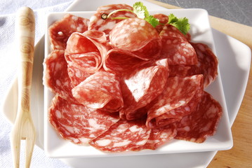 sausage sliced on a plate 