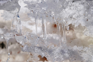 Naklejka na ściany i meble close up of icicles. depth of field. 