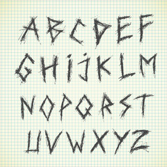 scratched alphabet