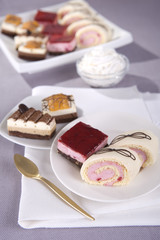 pieces of cake with different flavors 
