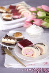 pieces of cake with different flavors 