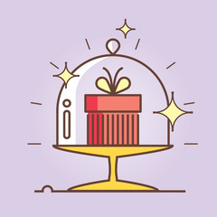 Gifts outline icons set for celebrating card, interface, illustration.