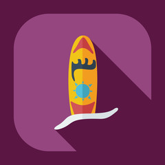 Flat modern design with shadow icons surf board
