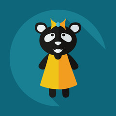 Flat modern design with shadow icons panda girl