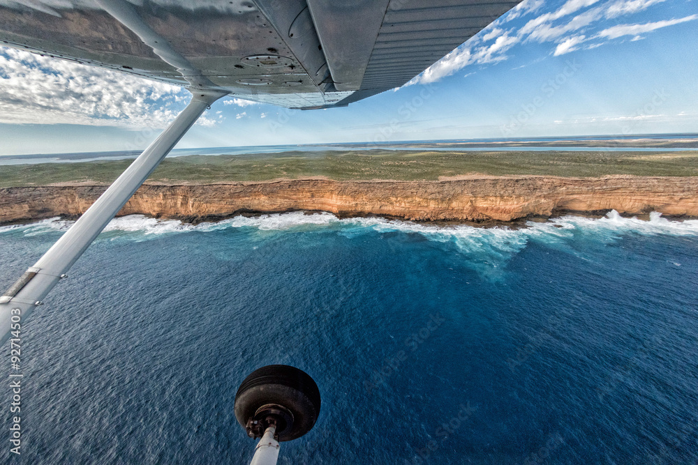 Wall mural blue ocean aerial view in shark bay australia