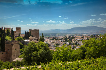 Fototapeta na wymiar View to Granada city from Alhambra, Andalusia, Spain