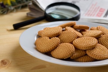 White plate full of lemon biscuits