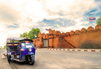 Fototapeta premium Tuk tuk for passenger cars in Chiang Mai - Thailand