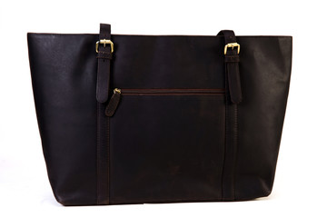  stylish and elegant black leather fashionable handbag for women and girls isolated on white background and available with clipping mask