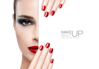 Beauty Makeup and Nail Art Concept - obrazy, fototapety, plakaty