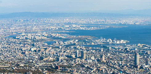 Kobe Cityscape,Aerial view from Mt. Maya