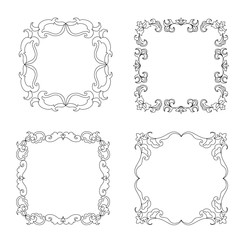 Set of coloring frames mehndi elements 
