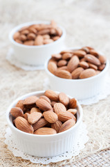 Bowl of Almonds on Burlap