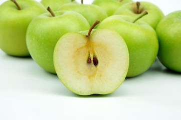 fresh green apple isolated on white background