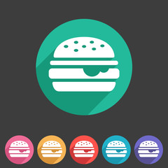 Hamburger burger icon flat web sign symbol logo label