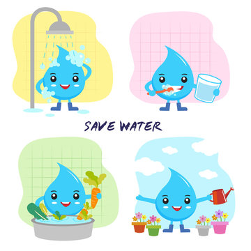 save water concept, save the world, cartoon water drops character Stock  Vector | Adobe Stock