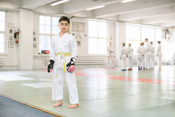 Boy been taken to a martial arts training